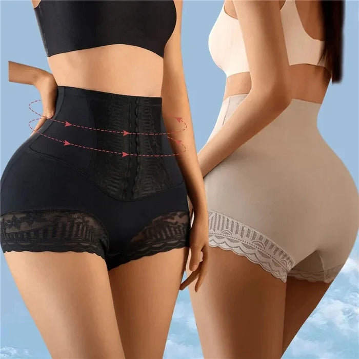 Seamless High Waist Tummy Control Shorts With Lace Trim