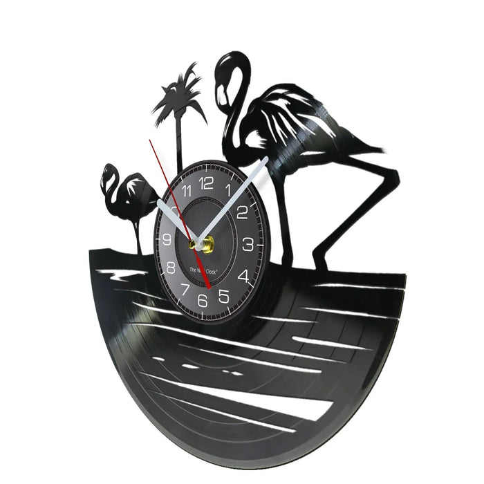 Flamingo Gramophone Record Wall Clock