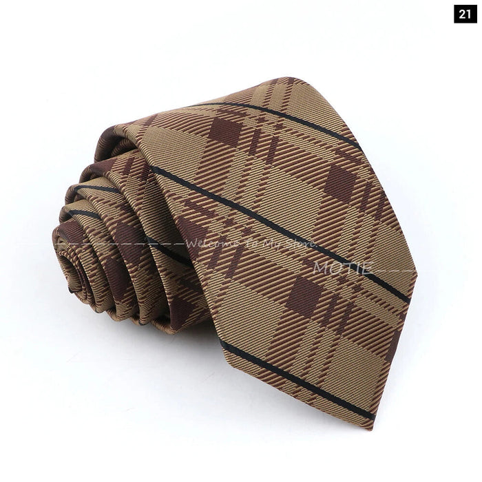 Premium Brown Striped Necktie For Business And Daily Wear