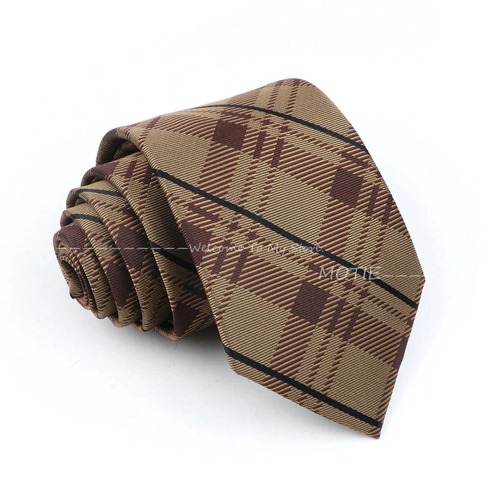 Premium Brown Striped Necktie For Business And Daily Wear