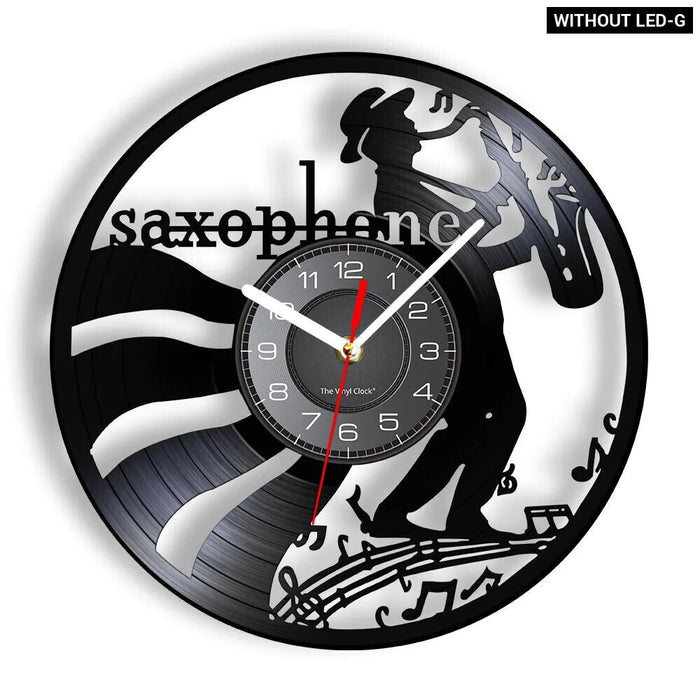 Silent Saxophone Vinyl Record Wall Clock