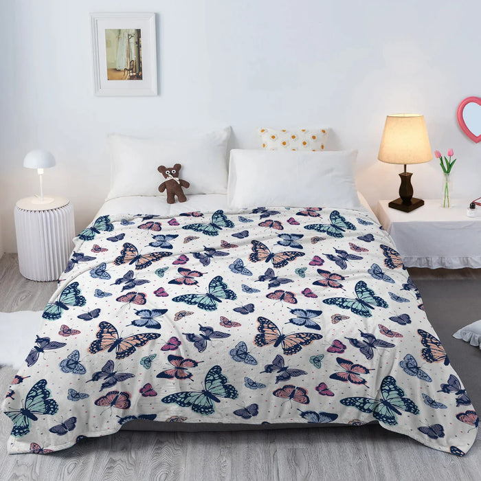 Butterfly Print Plush Throw Blanket Soft For Sofa Couch And Bed