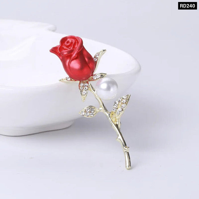 Romantic Rose Enamel Brooch Womens Korean Fashion Pin