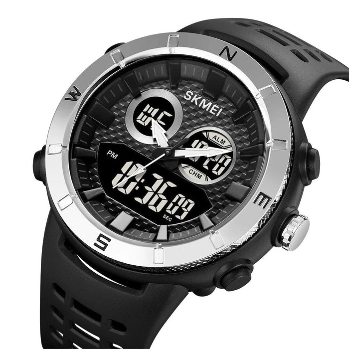 Men's TPU Band Band Digital Analog Date Calendar Display Dual Display 5ATM 50M Water Resistant Wristwatch