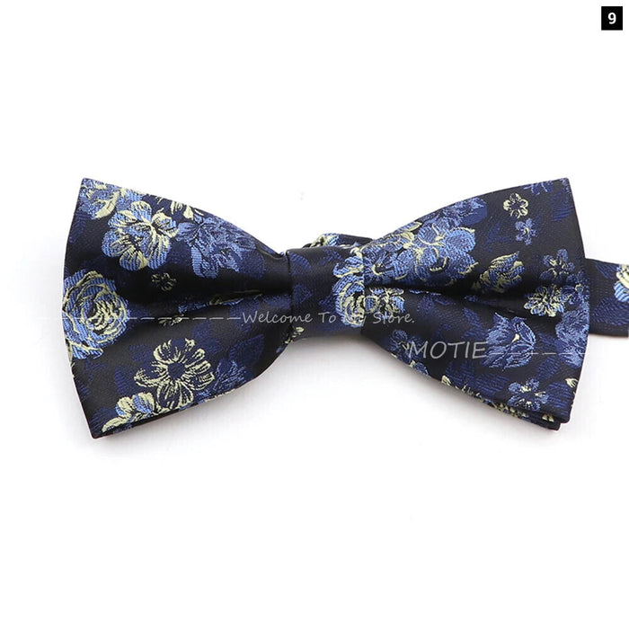 Floral Bowtie For Men Red Polyester Wedding Party Accessory