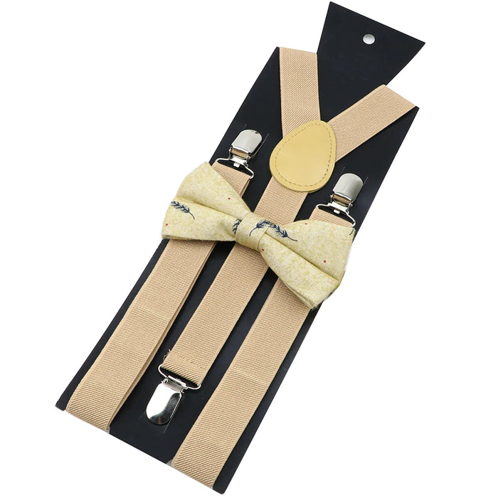 Cotton Suspenders And Bow Tie Set Adjustable And Elastic For Weddings