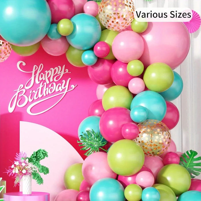 132Pcs Hawaiian Themed Balloon Set Suitable For Pool Barbecue Parties Birthday Anniversaries Adult Party Decorations