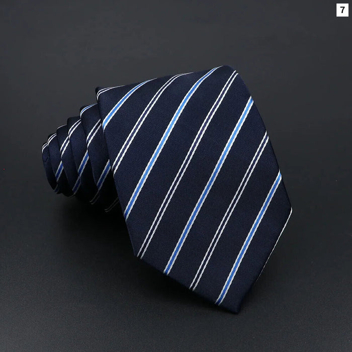 Mens Striped Tie 7Cm Luxury Jacquard Necktie For Business Wedding And Daily Wear