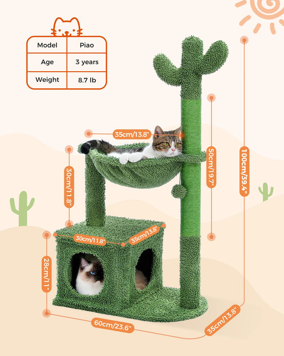 Large Cactus Cat Tree Hammock Scratching Post