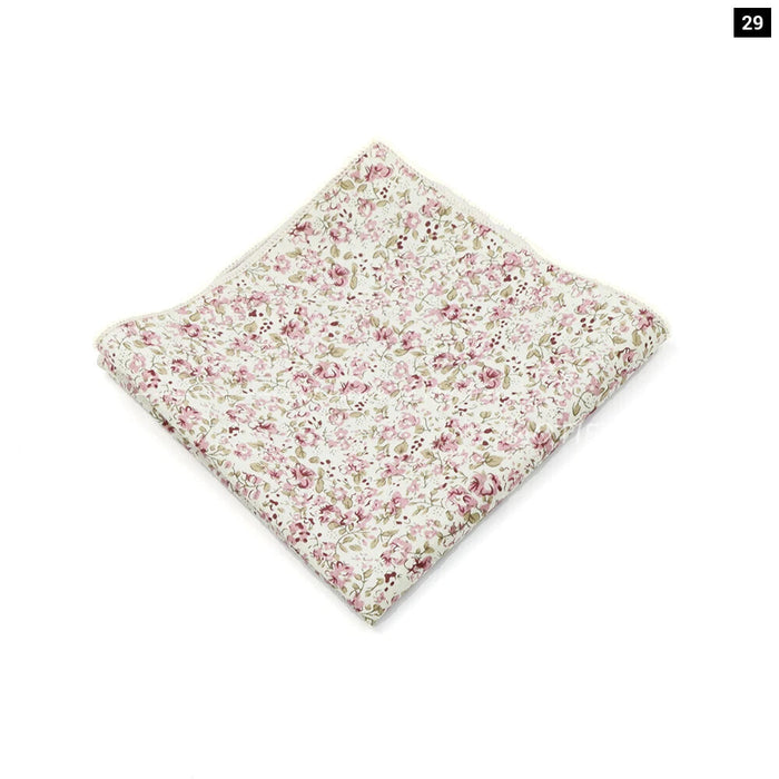 Wedding Suit Pocket Square Cotton Flower Hankerchief For Men Gift