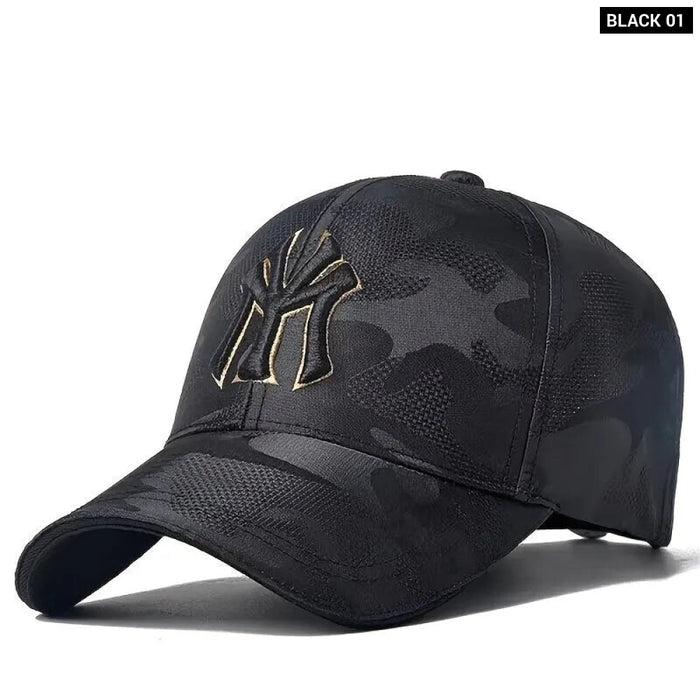 Embroidered Camo Baseball Hat For Outdoor Wear