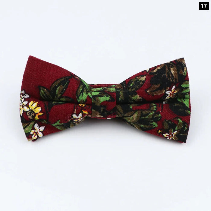 Red And Grey Animal Leaf Bowtie For Men Weddings And Parties