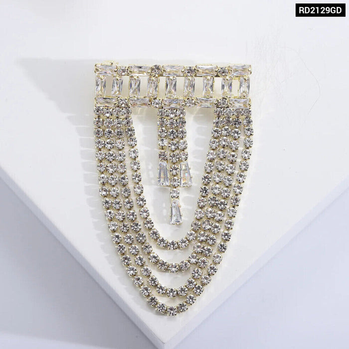 Tassel Lapel Pin Sparkling Fringe Brooch For Women