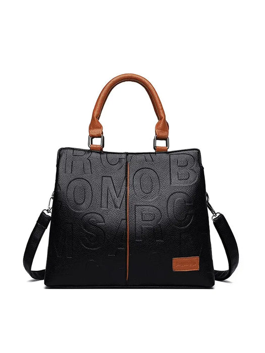 Soft Leather Shoulder Bag With Embossed Letters