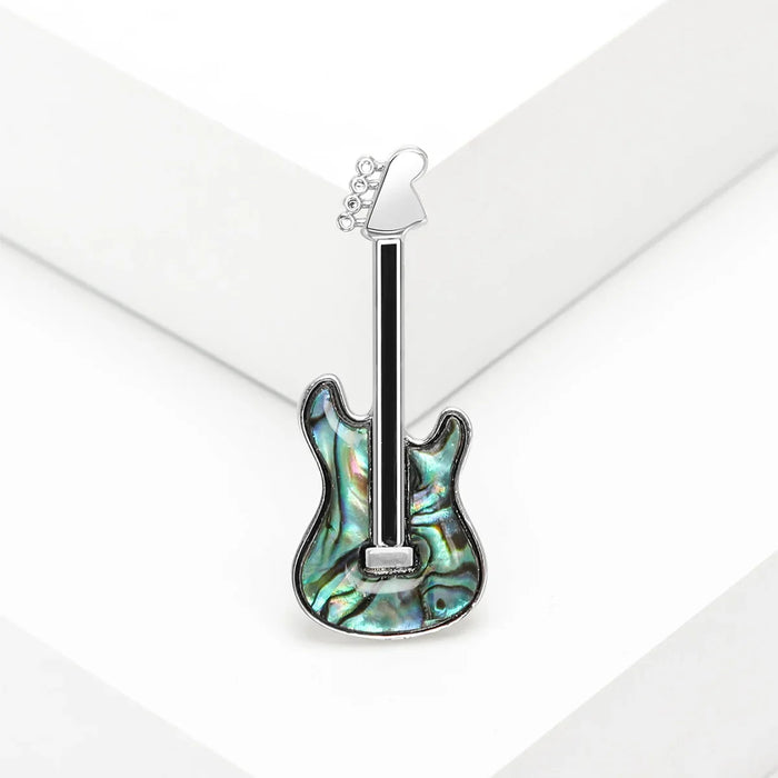 Abalone Shell Guitar Lapel Pin Womens Vintage Brooch