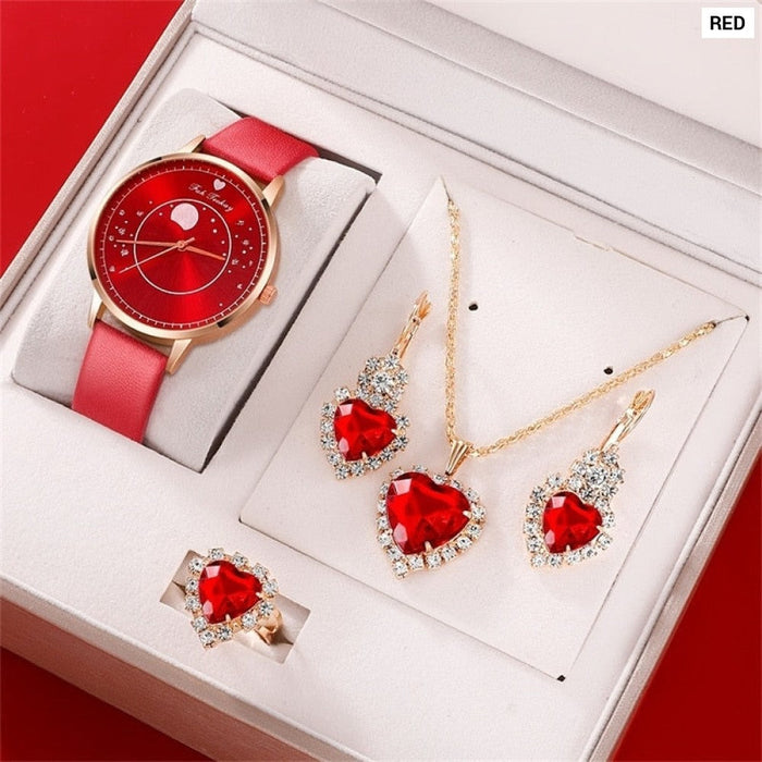 5pcs Set Women Fashion Quartz Watch Female Clock Luxury