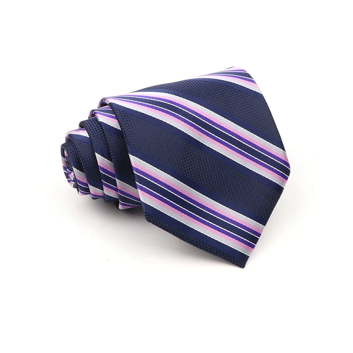 Blue Striped Polyester Tie For Men For Business Weddings And Daily Wear