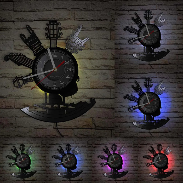 Musical Instruments Vinyl Record Clock