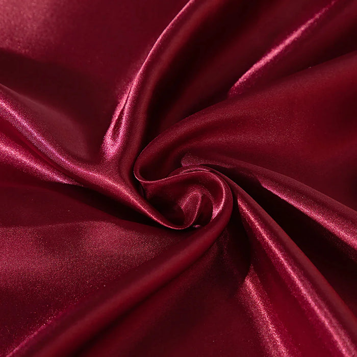 Silky Red Rayon Fitted Sheet Smooth Elastic High End Bedding