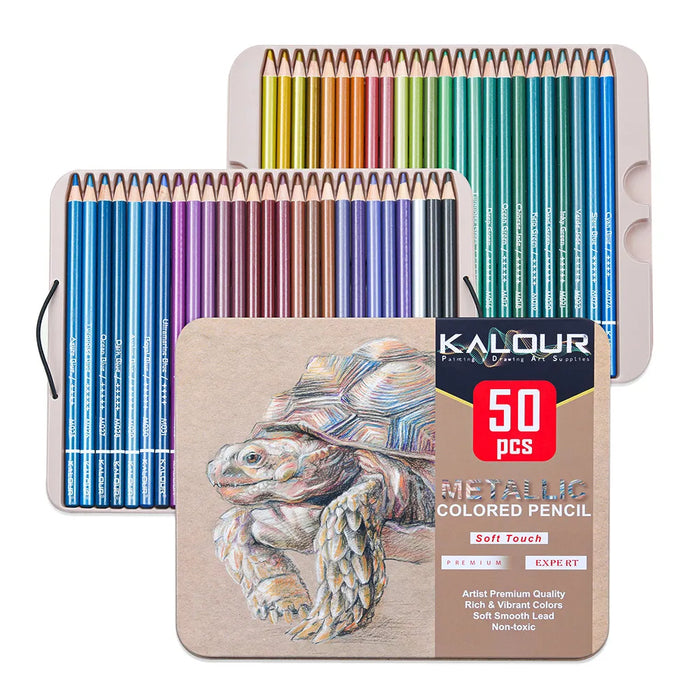 50 Metallic Coloured Pencils Set