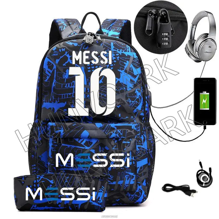 Unisex Messi Casual 15.6 Inch Laptop Back Light Anti Theft School Bag