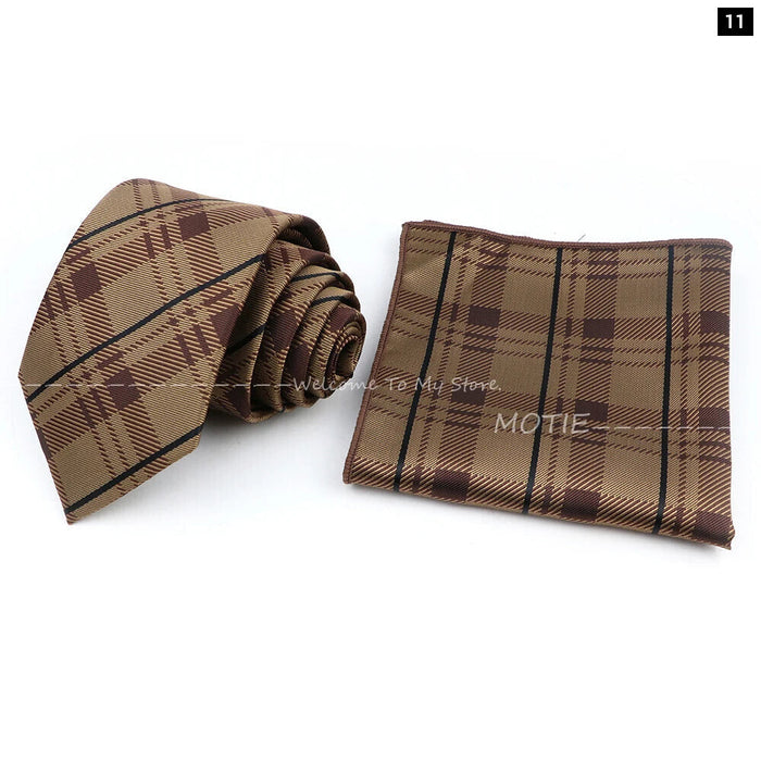 Brown Ties And Pocket Square Set For Weddings And Daily Wear