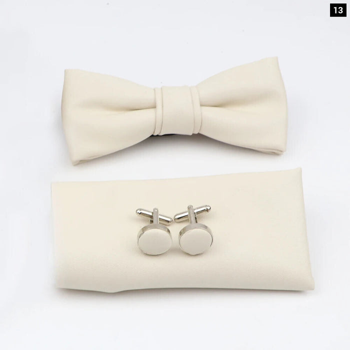 Tie Pocket Square Cufflink And Bowtie Set For Men For Business Weddings And Gifts