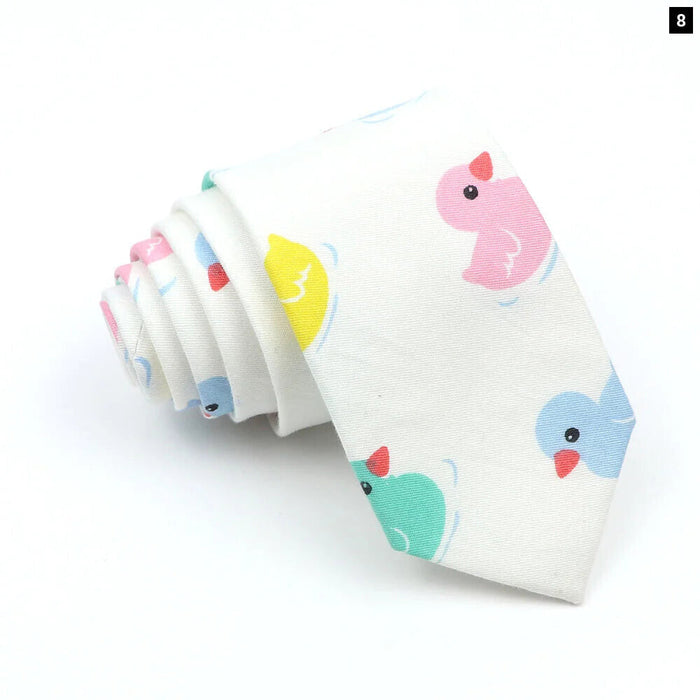 Cartoon Neck Ties For Men Slim Casual Cotton For Weddings And Parties