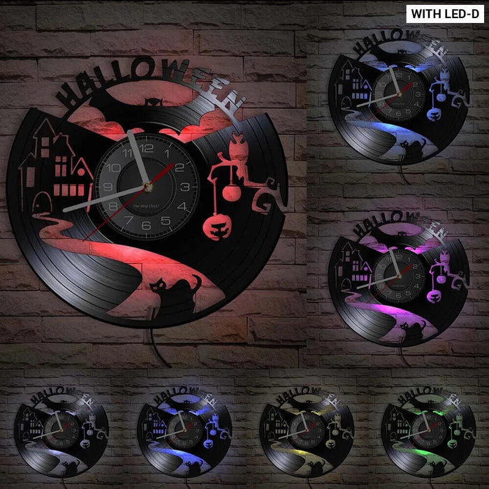 Spooky Halloween Vinyl Record Wall Clock