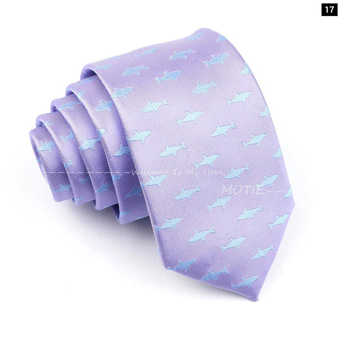 Blue Whale Pattern Tie For Weddings And Daily Wear