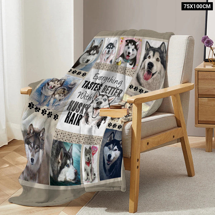 Smiling Husky Throw Blanket For Kids And Adults Living Room Couch Bed