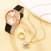 5pcs Set Womens Fashion Quartz Watch Female Clock Rose Gold