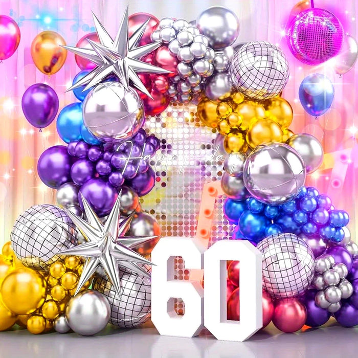 121Pcs Retro Disco Carnival Theme Balloon Set For Birthday Adult Hawaiian Dance Summer Party Carnival Theme Decoration