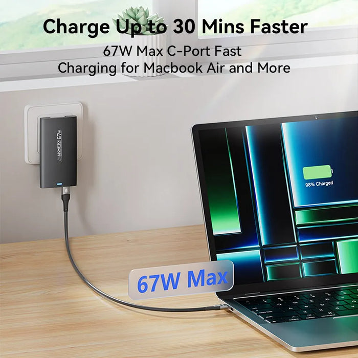 67w Ultra Thin Gan Charger For Macbook Iphone Ipad