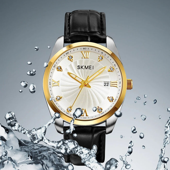 Men's PU Band Leather Analog Display Roman Numeral Quartz 3ATM 30M Water Resistant Wristwatch