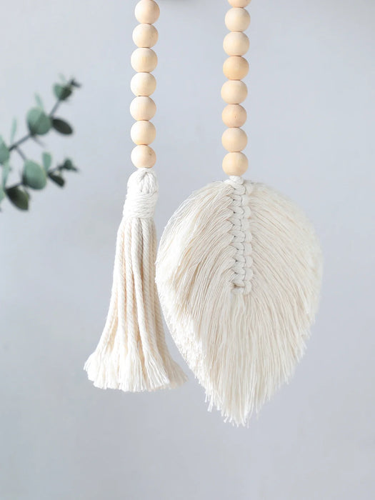 Boho Wood Bead Macrame Wall Hanging Decor