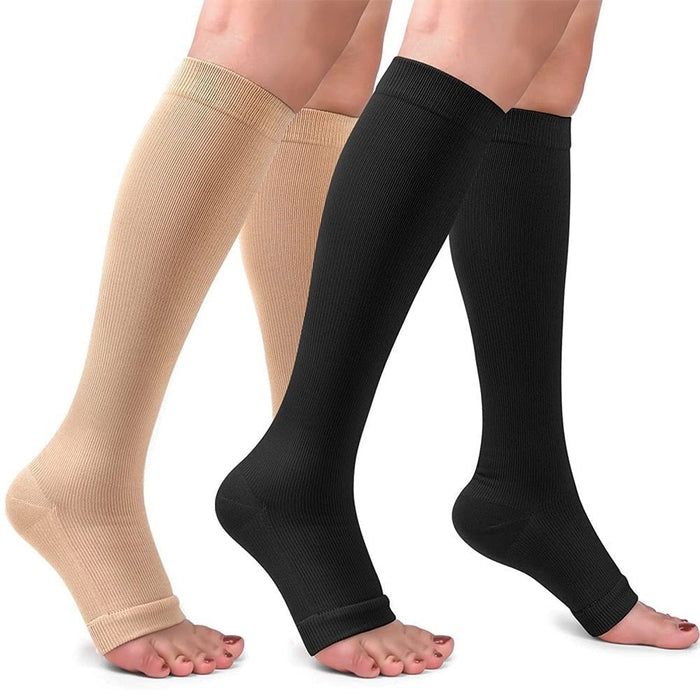 1Pair Calf Compression Knee High Open Toe Socks For Women