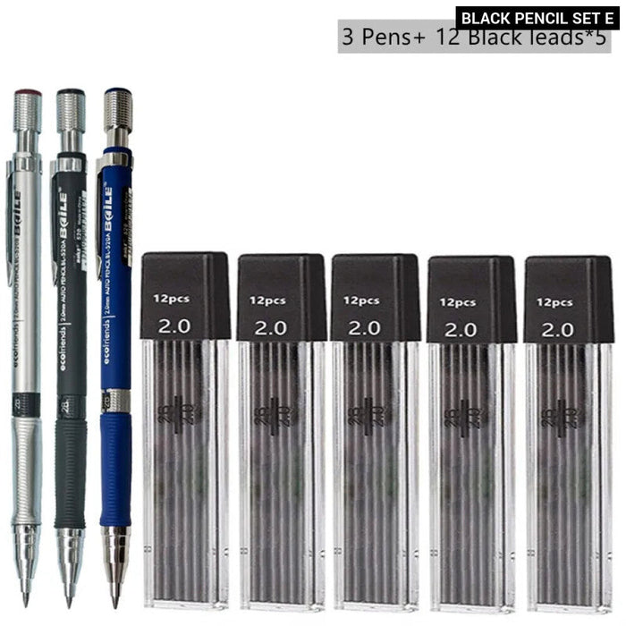 2.0Mm Mechanical Pencil Set With 2B Lead Refill For Writing Sketching And Drawing