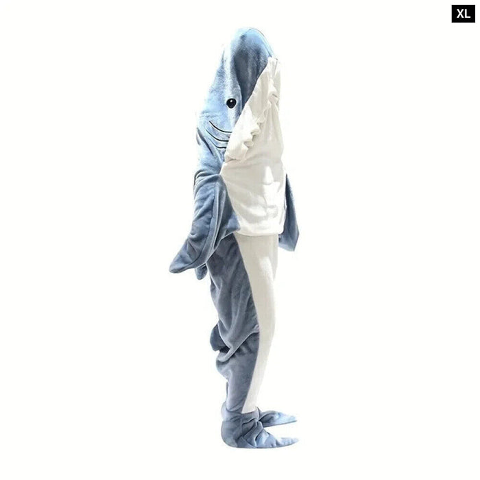 Adult Shark Blanket Winter Wearable Hooded Onesie For Slumber Party