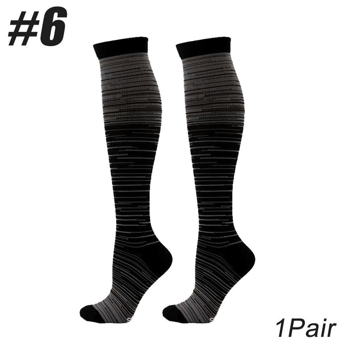 1Pair Graduated Compression Calf High Socks For Cycling Running Camping Hiking