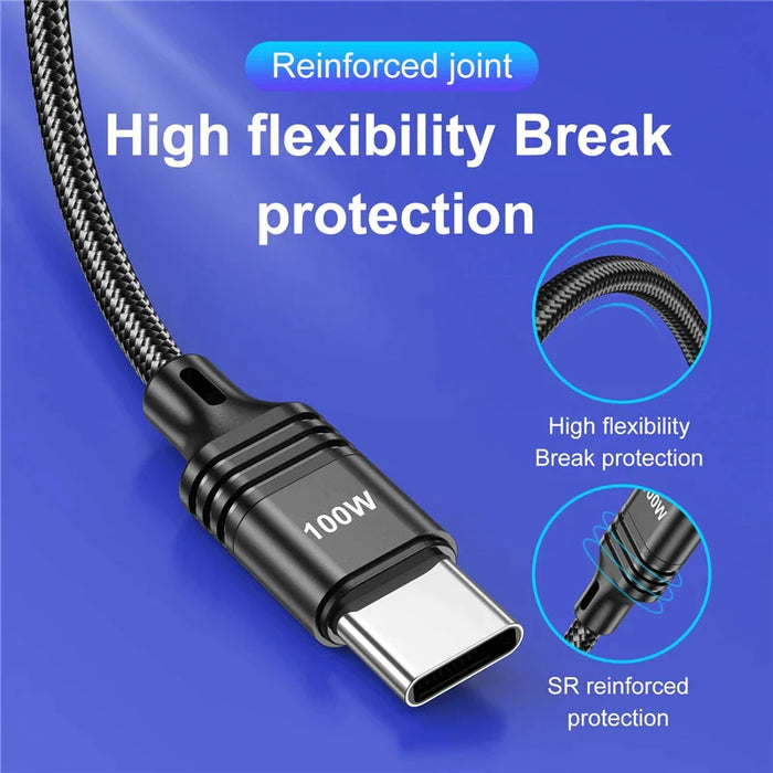 100W Usb C Fast Charging Cable For Macbook Pro Samsung Xiaomi