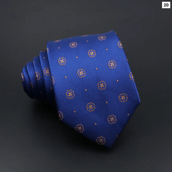 Mens Striped Tie 7Cm Luxury Jacquard Necktie For Business Wedding And Daily Wear