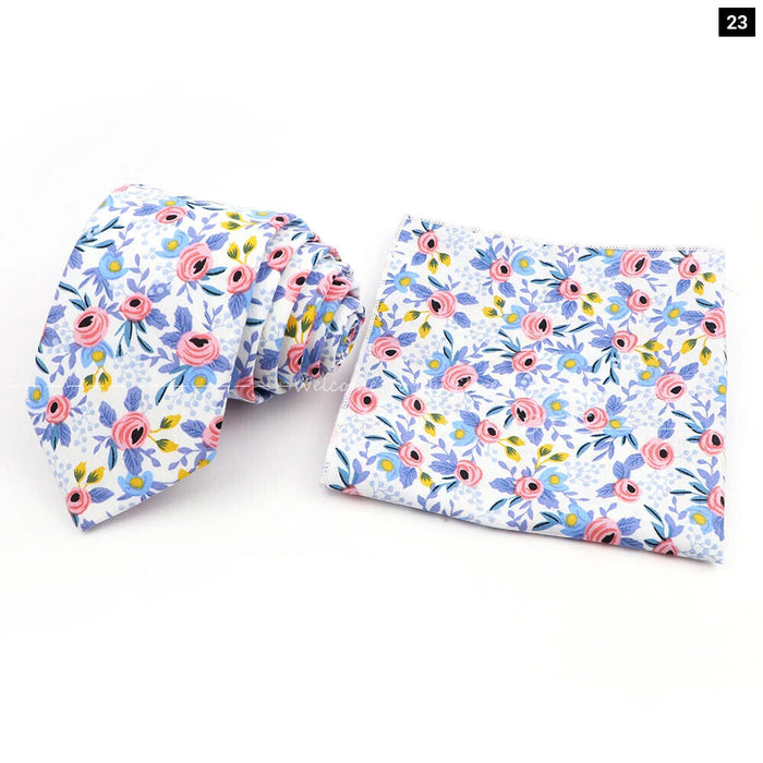 Floral Cotton Tie Set For Parties And Daily Wear