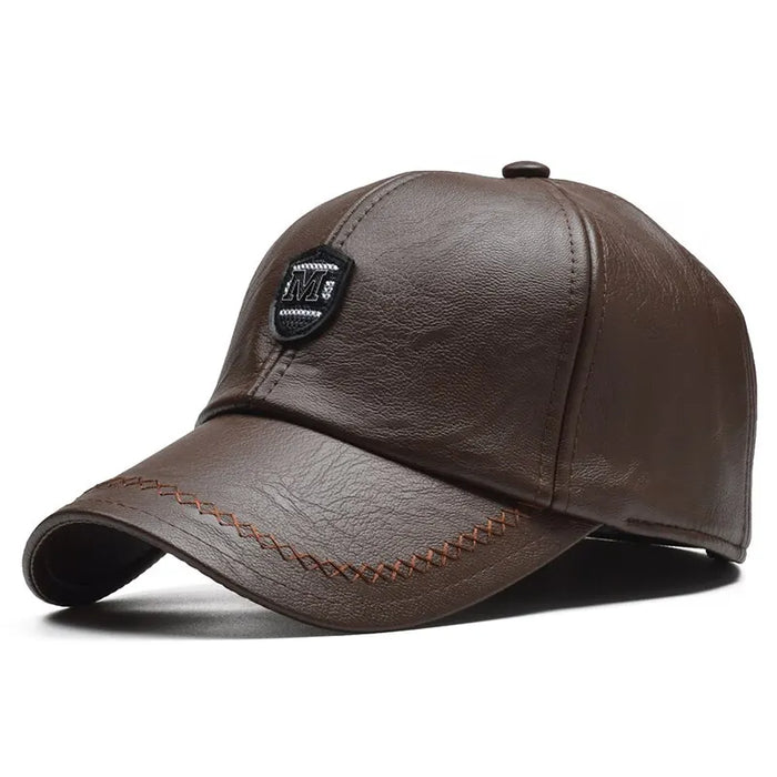 Adjustable Pu Leather Baseball Cap / Hat For Outdoor Wear