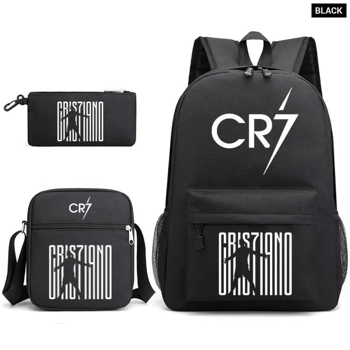 Unisex Cr7 Kids School Book Bags 3Pcs