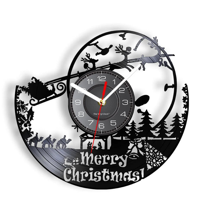 Christmas Santa Vinyl Record Wall Clock