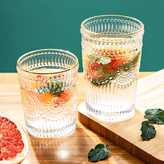 Retro Sun Flower Glass Cup Set