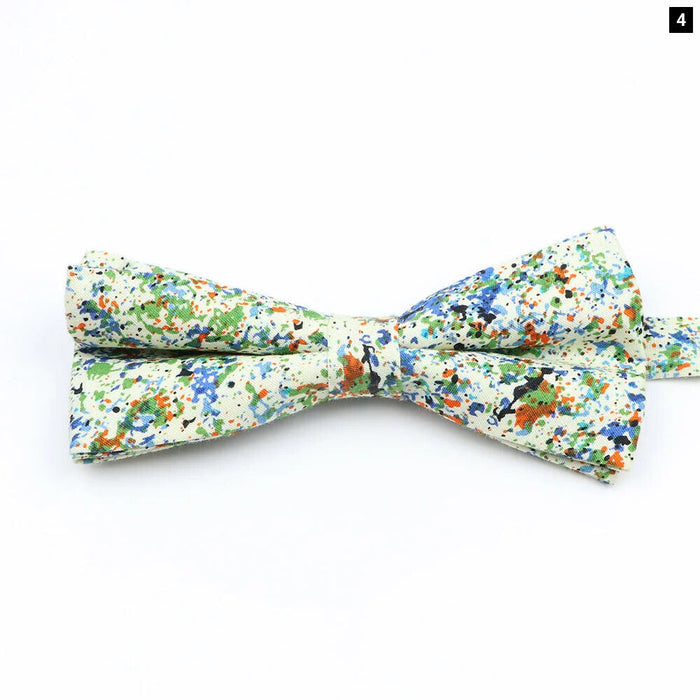 Colourful Floral Bow Ties Fashion Cotton Print For Mens Wedding And Business Suits