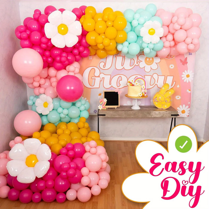 142Pcs Daisy Balloon Wreath Set-Suitable For Birthday Parties Graduation Ceremonies Theme Events Anniversary Celebrations Etc