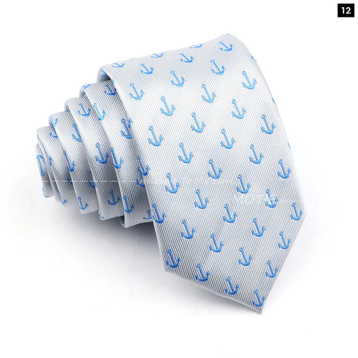 Blue Sailboat Necktie For Men Weddings Parties And Daily Wear